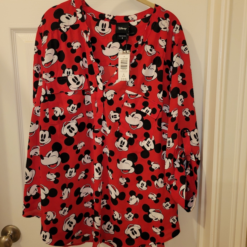 NWT Disney Red and Black Mickey Mouse Shirt From TORRID SIZE 3X